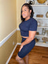 Over You - navy blue biker short set